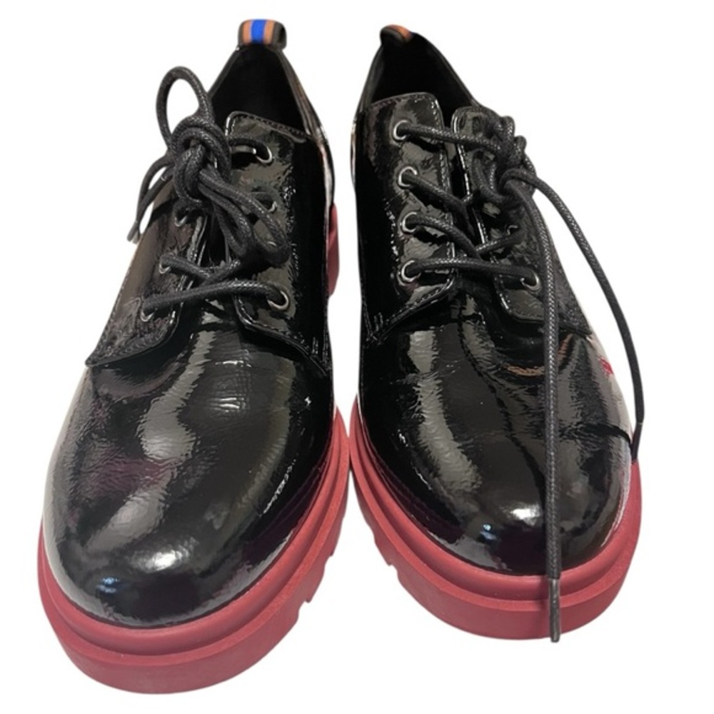 Mix No. 6 Gustava Oxford Black Patent Shoes with Red Soles Size 9.5 M